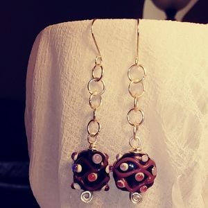 Purple lamp work earrings (hand crafted)